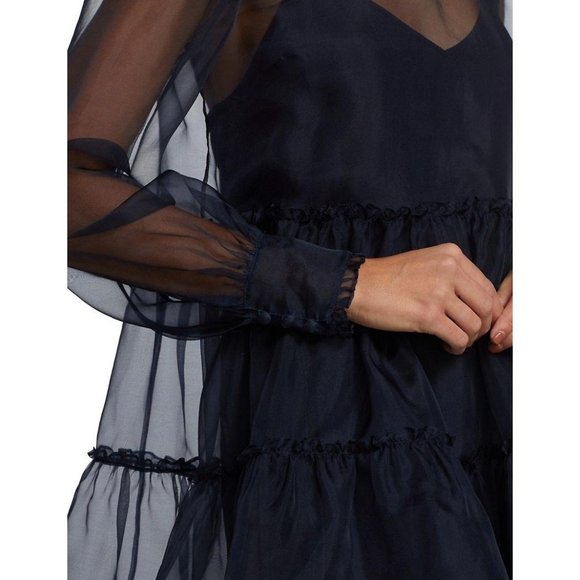 Cinq a Sept Rhonda Navy Blue Organza Mini Dress 8 - Picture 6 of 13